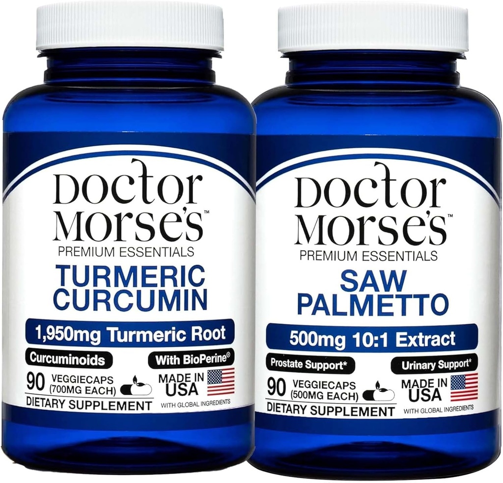Doctor Morse's Turmeric Curcumin 1950mg & Saw Palmetto 5000mg Bundle - Joint Support, Prostate Health, and Overall Wellness with BioPerine & Potent Extracts, FDA-Registered, NSF-Certified 90 Capsules 2