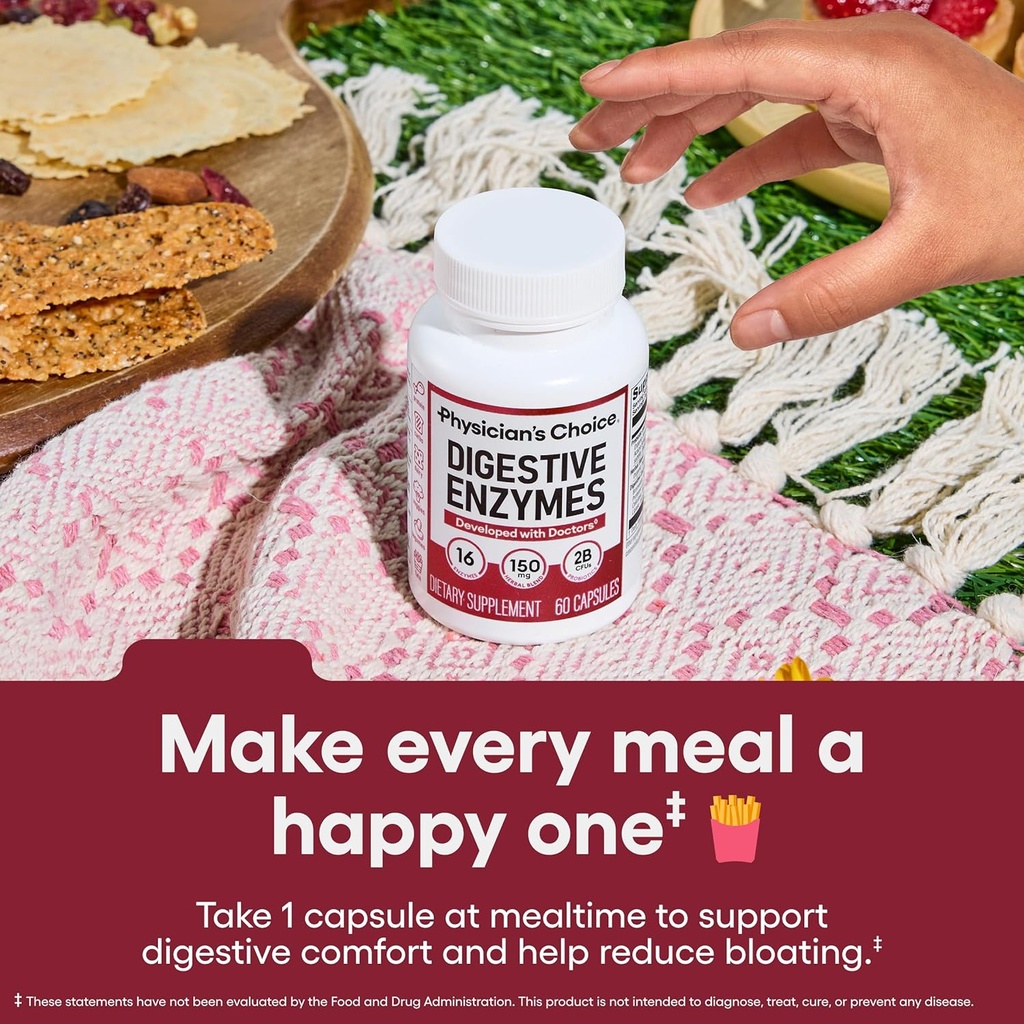 Physician's CHOICE Digestive Enzymes - Multi Enzymes, Organic Prebiotics & Probiotics for Digestive Health & Gut Health - Meal Time Discomfort Relief & Bloating - Dual Action Approach - 90 CT 3