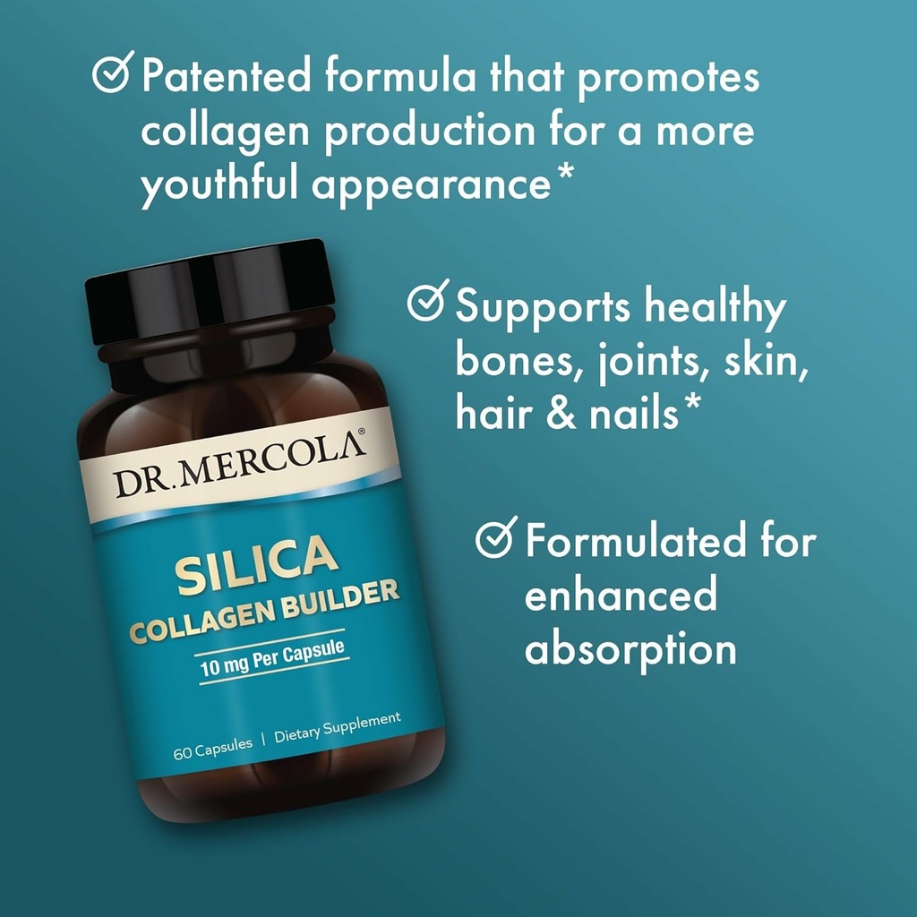 Dr. Mercola Silica Collagen Builder - Plant-Based Silica Supplement to Support Skin, Hair, Nail & Bone Health - Non-GMO, Gluten-Free & Soy-Free - 180 Capsules (90 Servings) 5