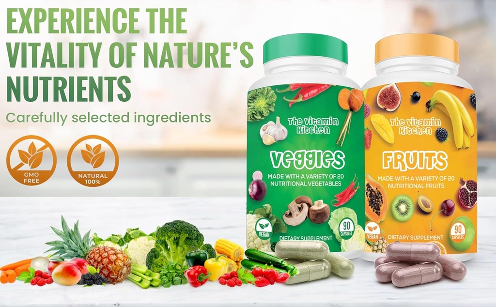 Fruit and Veggie Supplements-90 Fruits, 90 Veggies Capsules to Boost Energy Level - Whole Food Fruits and Vegetable from Super Foods - Made in USA - Soy & Vegan Free (Pack of 2)… 5