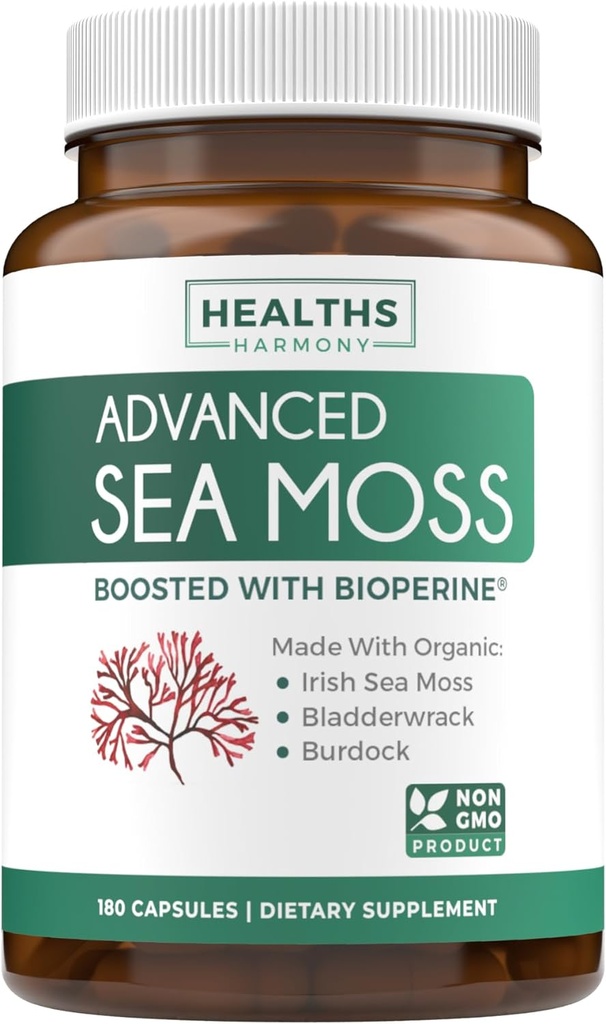 Organic Irish Sea Moss Capsules - Organic Sea Moss Capsules with Bladderwrack Burdock Root and Black Pepper Extract for Enhanced Absorption - Vegan Non-GMO & Made in The USA (3 Month Supply) 2