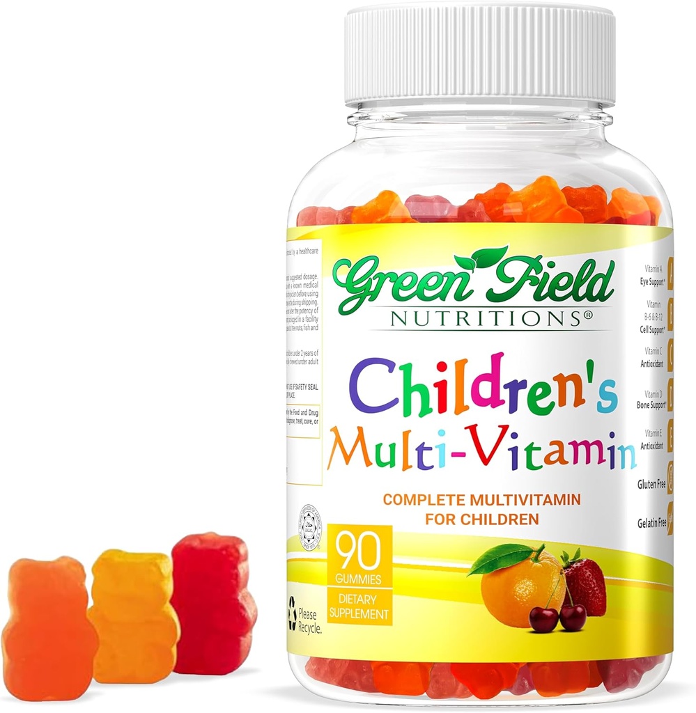 Greenfield Nutritions Kids Gelatin Free Halal Multivitamin Gummies - All Essential Halal Vitamins A, Bs, C, D, Iodine, Zinc for Immunity, Non-GMO, Children's Halal Vitamin Gummies (90 Count) 2