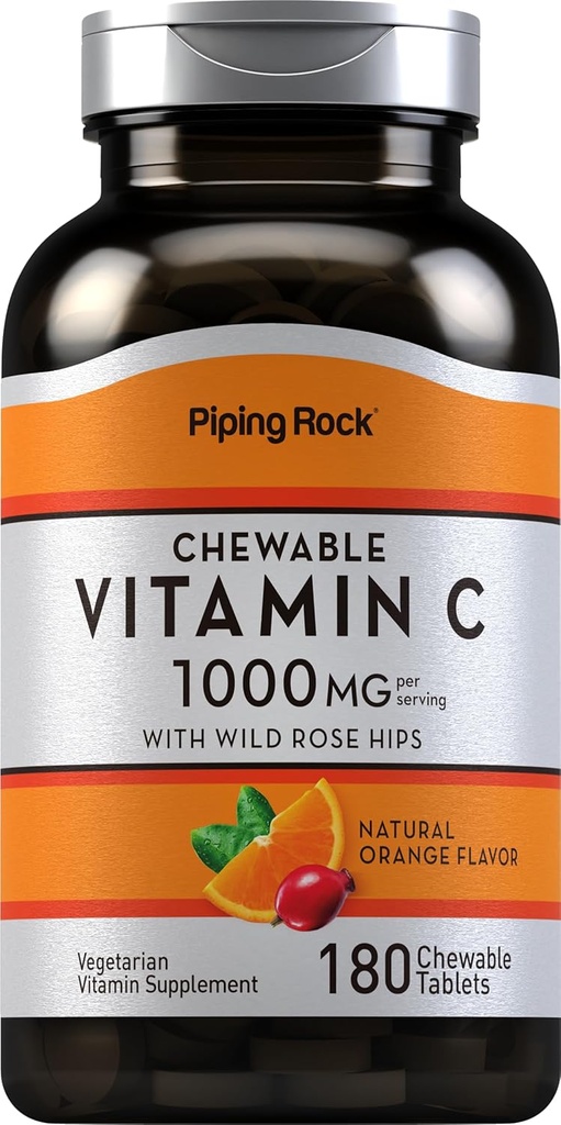 Piping Rock Vitamin C Chewable 1000mg | 180 Tablets | Orange Flavor | Vegetarian, Non-GMO, Gluten Free Supplement 2