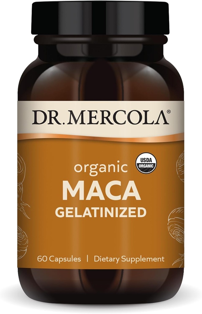 Dr. Mercola Organic Maca Gelatinized Dietary Supplement, 30 Servings (60 Capsules), Non GMO, Gluten Free, Soy Free, USDA Organic 2