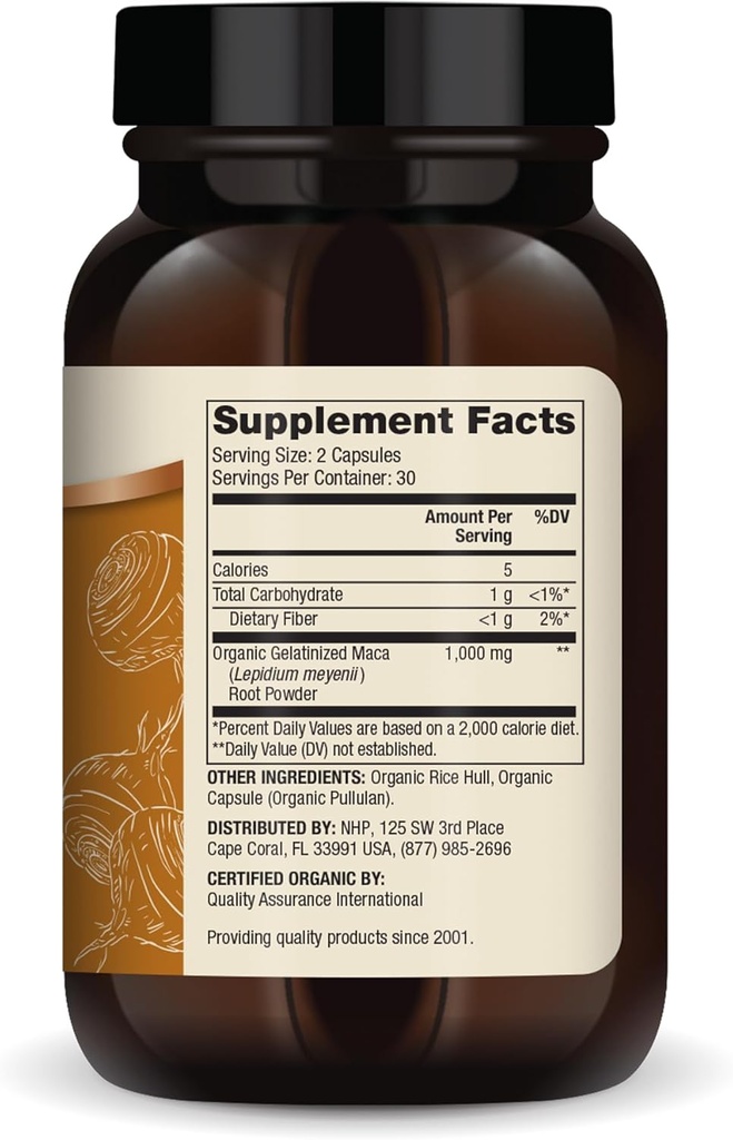 Dr. Mercola Organic Maca Gelatinized Dietary Supplement, 30 Servings (60 Capsules), Non GMO, Gluten Free, Soy Free, USDA Organic 3