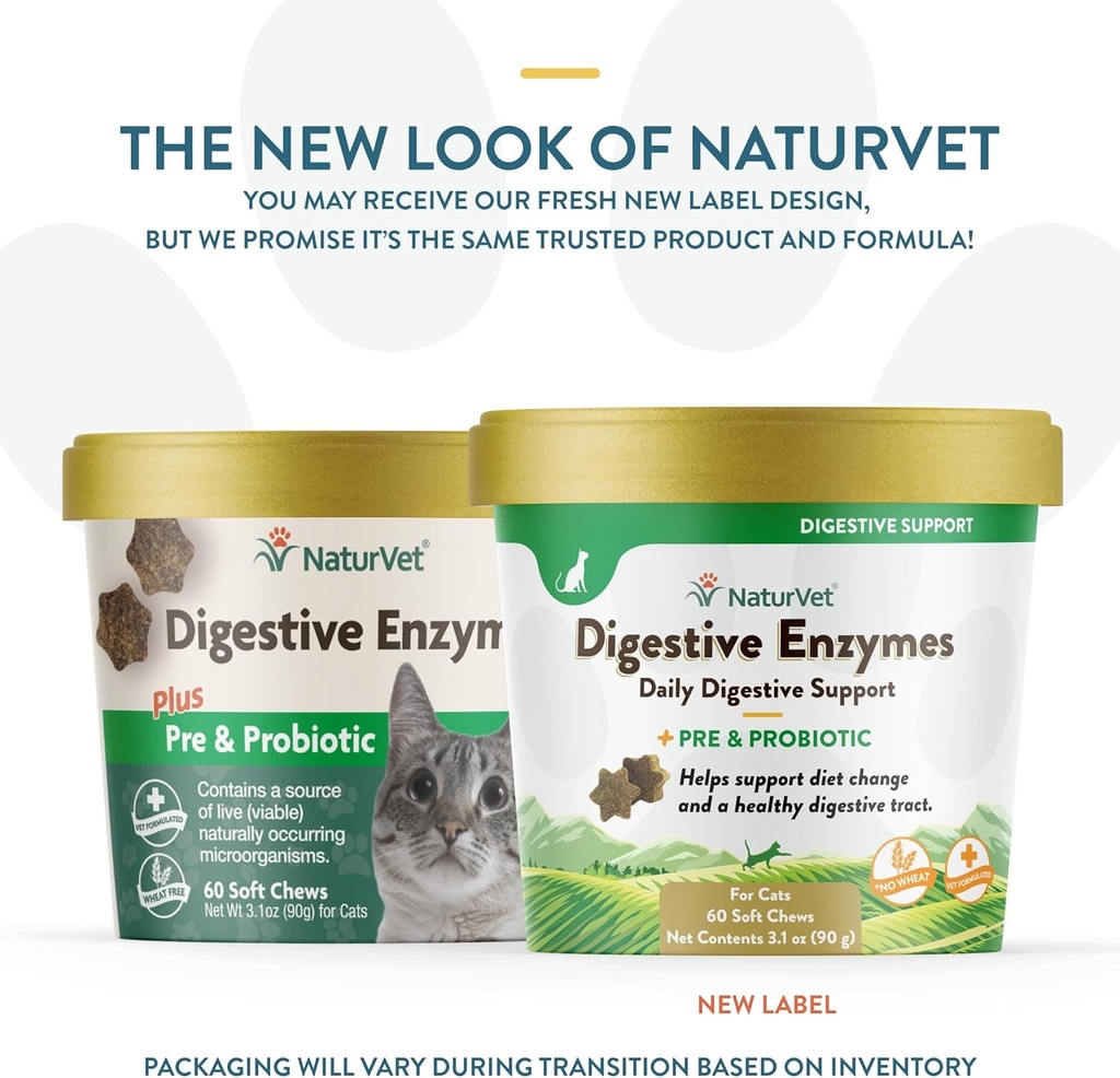 NaturVet – Digestive Enzymes for Cats Plus Probiotics – 60 Soft Chews – Helps Support Diet Change & A Healthy Digestive Tract – Aids in The Absorption of Vitamins & Minerals – 30 Day Supply 3