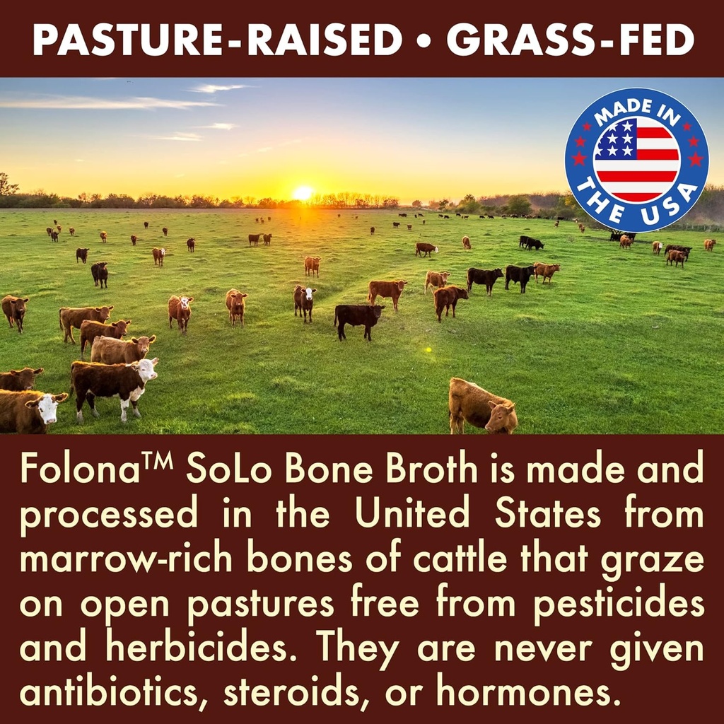 Solo Bone Broth Protein Collagen Powder Low Sodium, 16g Hydrolyzed Collagen Type I & III, for Healthy Skin, Nails, Hair, Joints & Digestion, Grass Fed, 1 lb (Bag - Net Wt. 1 lb. Powder) 4