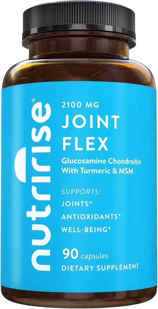 NutriRise Glucosamine Chondroitin Quercetin & MSM with Turmeric Curcumin 2100mg Triple Strength Joint Support Supplement for Women & Men with Boswellia & Bromelain, Gluten Free, Non GMO, 90 Count 2