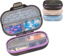 3 Packs 7-Compartments Pill Organizer - Large, Secure Locking and Moisture Proof Pill Box -Travel Friendly with Labels - Portable Daily Pill Dispenser for Vitamins/Fish Oils/Supplements - Pastillero 2