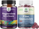 Bundle of Pure Magnesium Glycinate 400mg Per Serving for Mood Sleep and Relaxation 240ct and Extra Strength Zinc Gummies for Adults - Immunity Gummies for Adults 2
