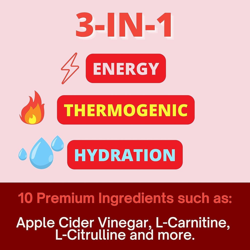 Peach Perfect Burn Baby Burn Pre Workout Powder for Women, Fruit Punch, for Energy, with Electrolytes, Apple Cider Vinegar, Natural Caffeine Green Tea, & L Carnitine, Energy Drink Powder, 30 Servings 3