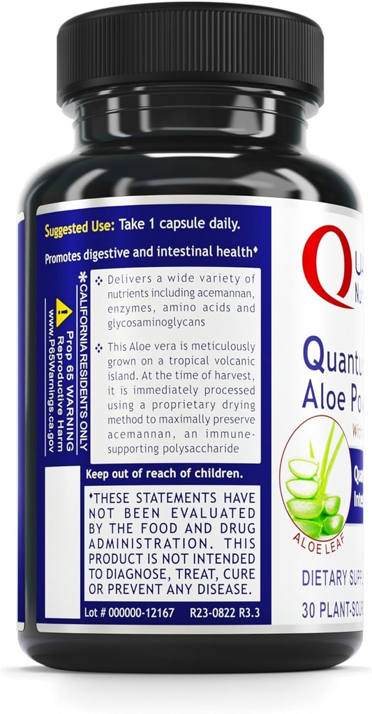 QNL Quantum Aloe Power - Organic Aloe Vera Capsules - Digestive Nutritional Supplement - Gut Health Supplement for Men & Women - Vegan Gut Supplement - 30 Plant-Source Capsules 4