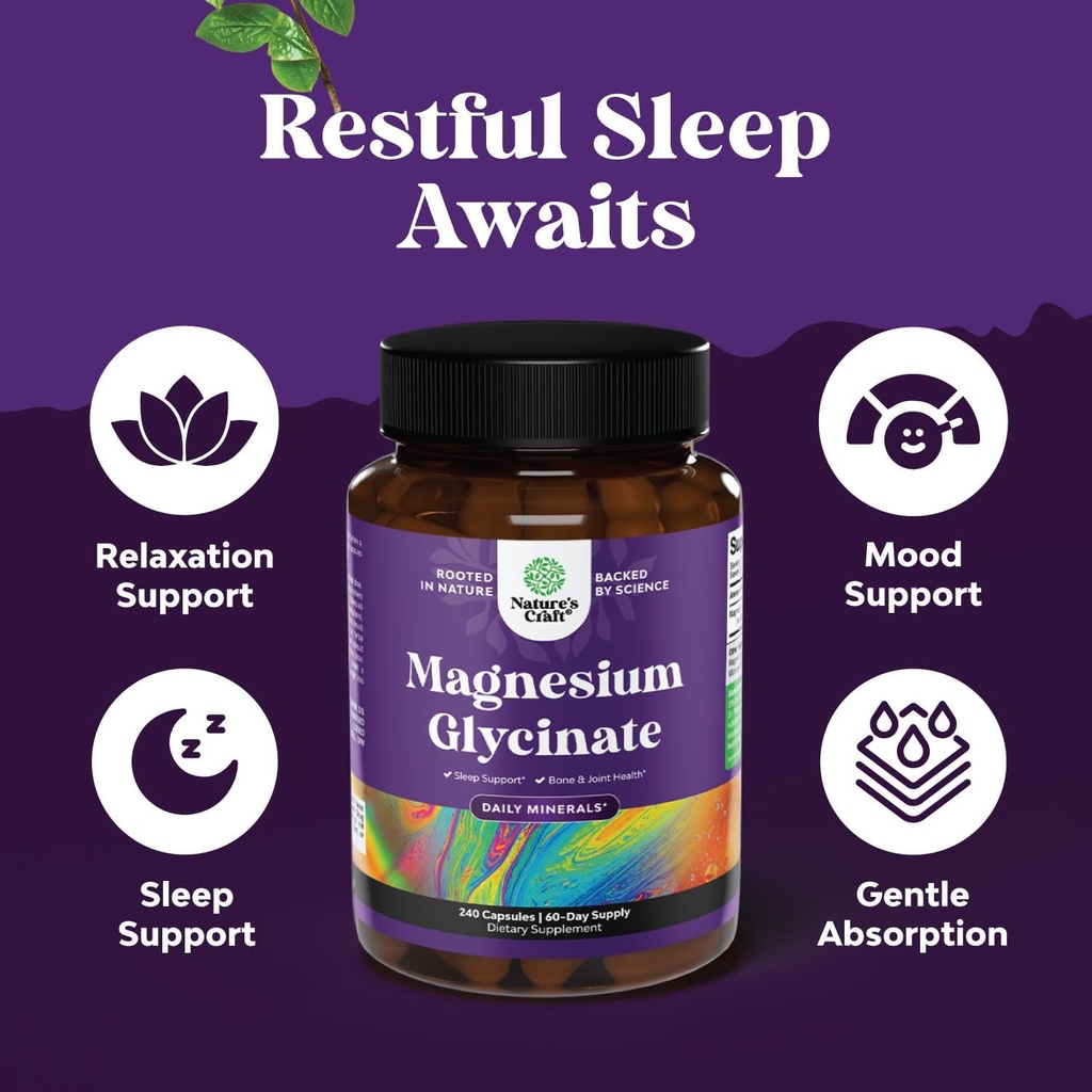 Bundle of Pure Magnesium Glycinate 400mg Per Serving for Mood Sleep and Relaxation 240ct and Extra Strength Zinc Gummies for Adults - Immunity Gummies for Adults 5