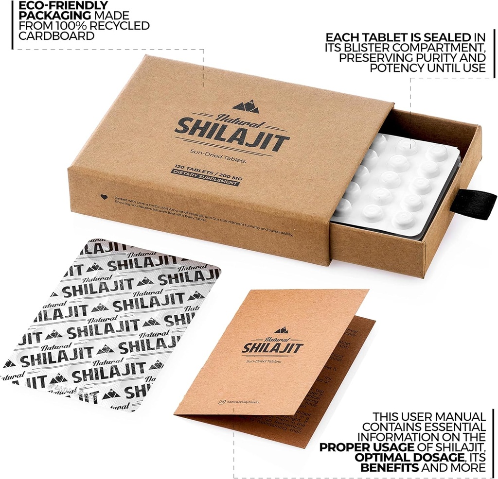 Ormus Monoatomic Gold Concentrate (HIGH Potency x12) - 1.7 fl. oz (50 ml) & Natural SHILAJIT Tablets - 120 Count, Sun Dried 100% Pure Shilajit for Men & Women 5