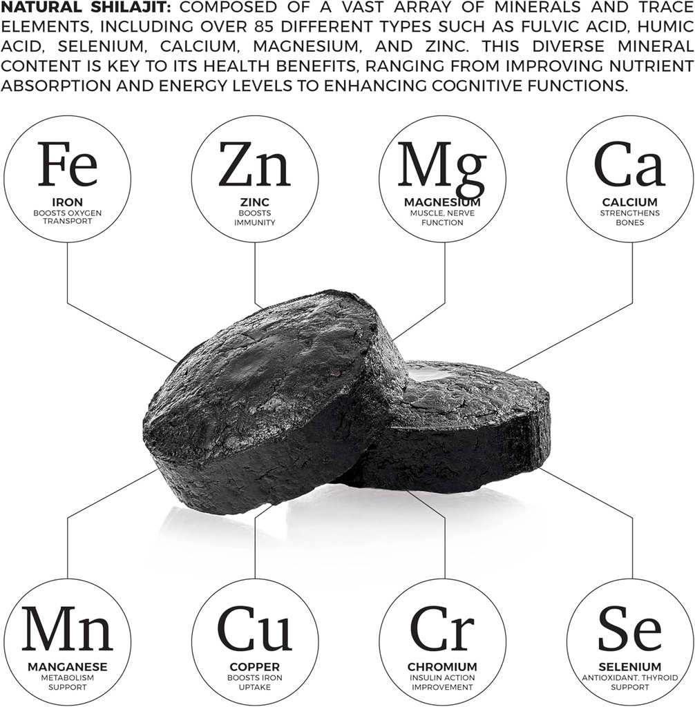 Ormus Monoatomic Gold Concentrate (HIGH Potency x12) - 1.7 fl. oz (50 ml) & Natural SHILAJIT Tablets - 120 Count, Sun Dried 100% Pure Shilajit for Men & Women 6