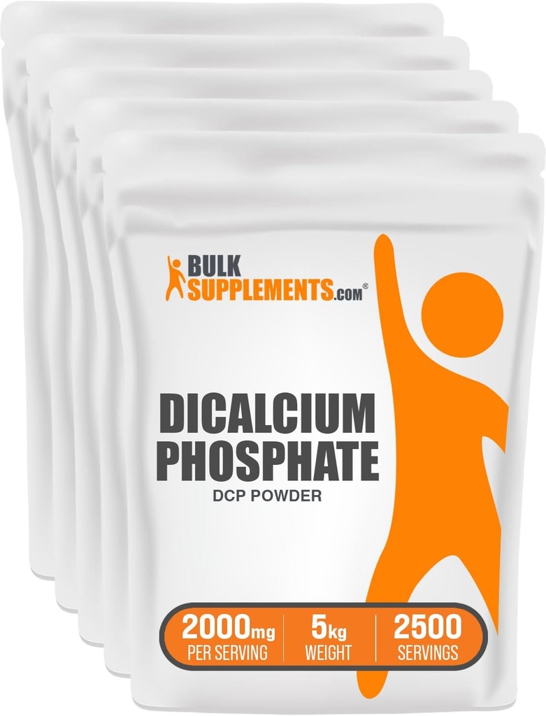 BulkSupplements.com Dicalcium Phosphate Powder - Calcium Supplement, Dicalcium Phosphate as Leavening Agent - Unflavored & Gluten Free, 2000mg per Serving, 5kg (11 lbs) (Pack of 5) 2