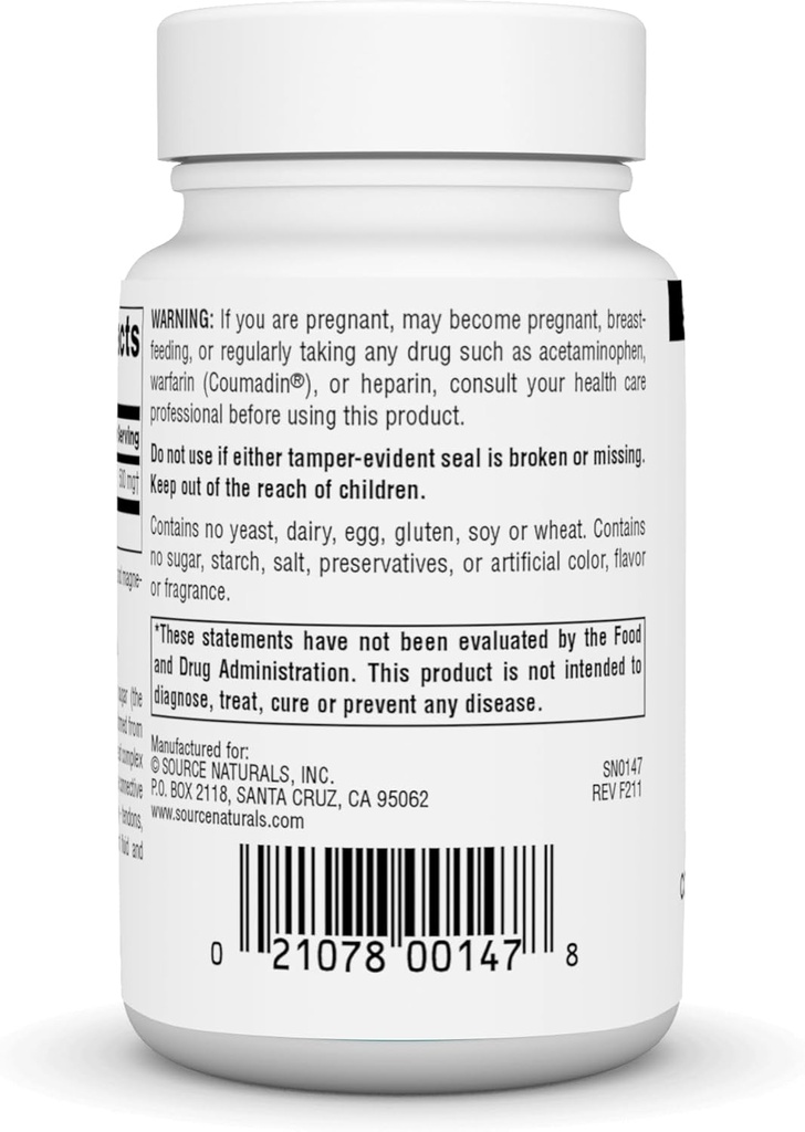 Source Naturals N-A-G N-Acetyl Glucosamine for Joint Support and Intestinal Lining* - 500 mg - 60 Tablets 4