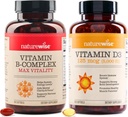 NatureWise Vitamin B Complex 360 Softgels[1-Year Supply] & Vitamin D3 5000iu 360 Count Mini Softgels[1-Year Supply] Bundle 2
