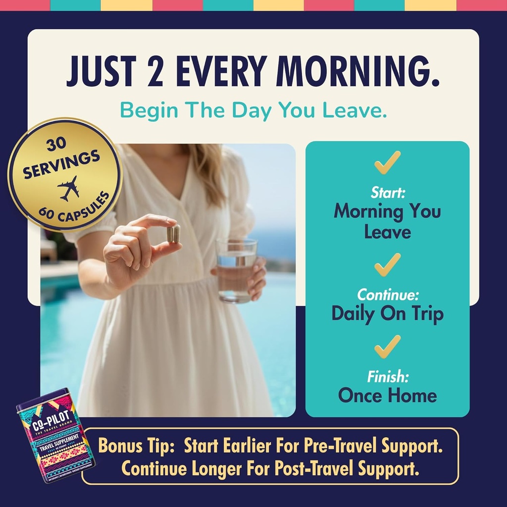 Travel Vitamin Supplement for Flight and Daily, Jet Lag, Energy, Immune, Digestion Support, Promote Calmness with Ashwagandha, Rhodiola, Chia & D3 for Better Sleep & Mood | Vegan, 60 Count 5