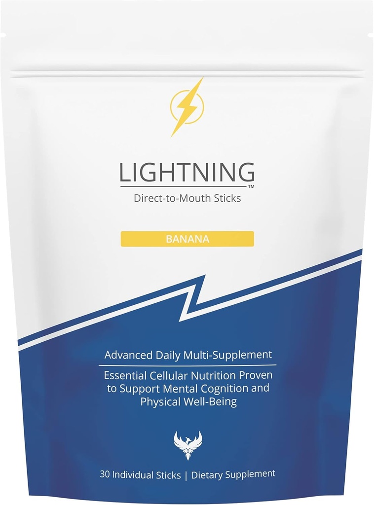 Lightning Daily Multivitamin Supplement - Vitamins and Minerals for Mental Function, Energy Support, and Physical Well-Being - Direct-to-Mouth, 30 Sticks - Banana 2