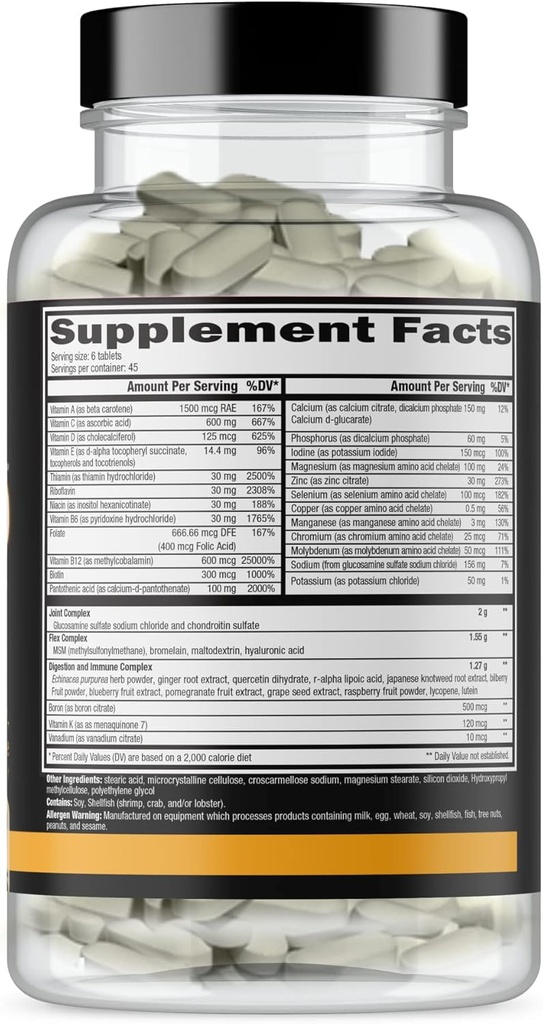 CONTROLLED LABS Orange Triad Daily Multivitamin, Iron Free Sports Supplement for Workout, Digestion, Immune, and Joints, 45 serv - Tablets (270 Count (Pack of 1)) 4