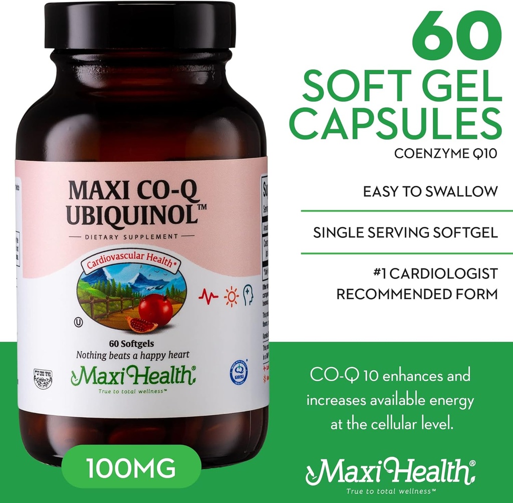 CoQ10 Ubiquinol - CoQ10 100mg Softgels - Kosher Co Q 10 Supplement for Cardiovascular Health - Superior Absorption - Co Q10 Supplement Ubiquinol 100mg for Cellular Energy - Coenzyme CoQ 10 (60 Count) 4