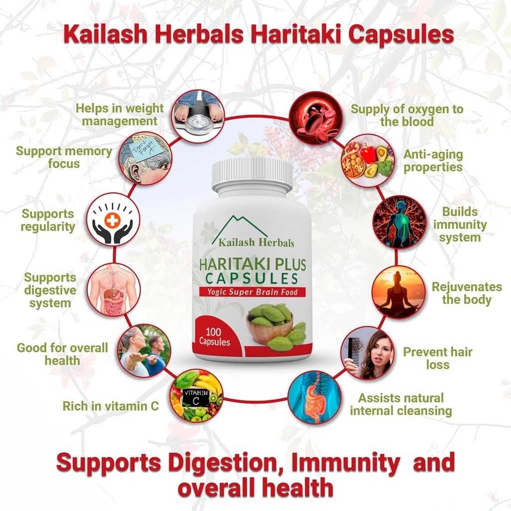 Organic Haritaki Capsules - Improves Digestion - Detoxification & Rejuvenation – Maintains Regularity - Brain Function- 100 Capsules Terminalia chebula | Vegan, Non-GMO 6