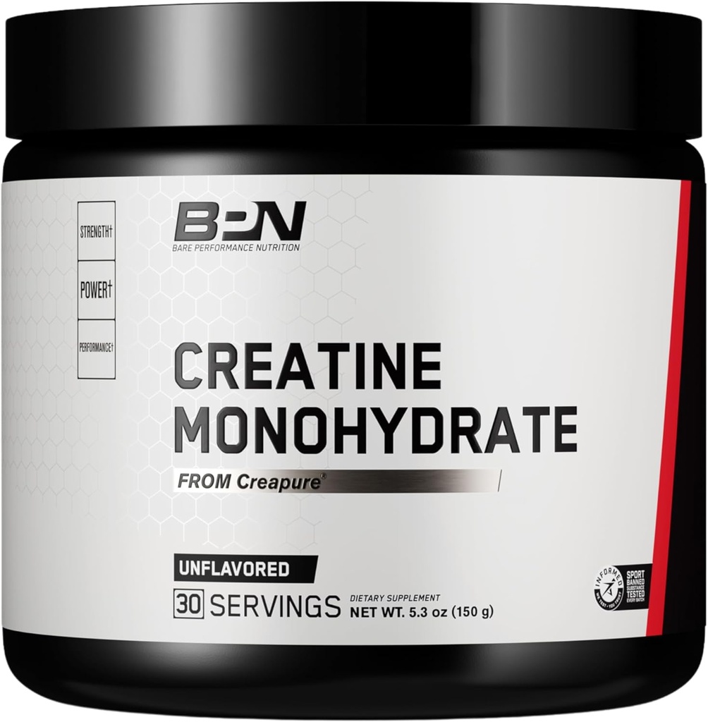 BARE PERFORMANCE NUTRITION, BPN Pure Creatine Monohydrate Powder by Creapure, 5g of Creatine per Serving, Supports Muscle Growth, Unflavored Creatine Powder, 30 Servings 2