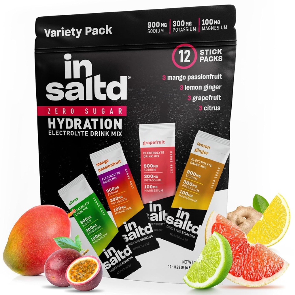 INSALTD™ Sugar Free Electrolytes Powder Packets with No Stevia Aftertaste | High-Potency Hydration Packets | Keto Electrolyte Drinks | Intermittent Fasting Drink Mix | 12 Pack (Variety Pack) 2