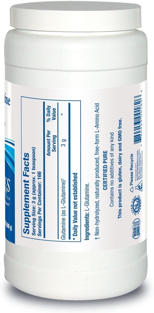 Biotics Research L Glutamine Powder Powdered Formula, 3g/Serving, Gastrointestinal Health, Gut Lining Support, Optimal Muscle Support, Lean Muscle, Antioxidant Activity, 17.9 Ounces 166 Servings 3