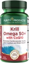 Krill Omega 50 Plus w/ CoQ10 from Purity Products - 1300mg Krill Oil and Fish Oil Blend - 100mg CoQ10 - 500mg Natural Astaxanthin - Support for Joint, Brain Health and more - 60 Mini Softgels 2