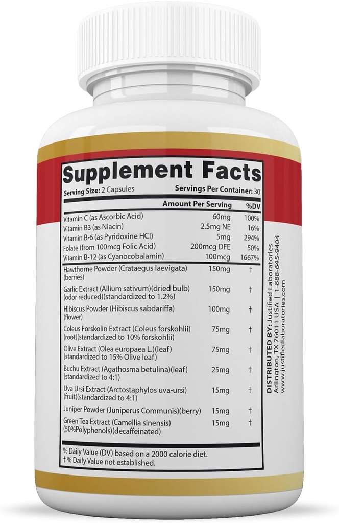 Justified Laboratories (2 Pack Blood Balance Advanced Formula 620MG Supplement Pills 120 Capsules 5
