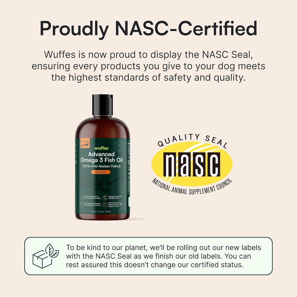 Wuffes Advanced Omega 3 Fish Oil for Dogs, Natural EPA & DHA Fatty Acids, Supports Healthy Skin and Coat, Joint Nutrition, Digestion & Immune System - 100% Pure Wild Alaskan Fish Oil - 8 Oz 3