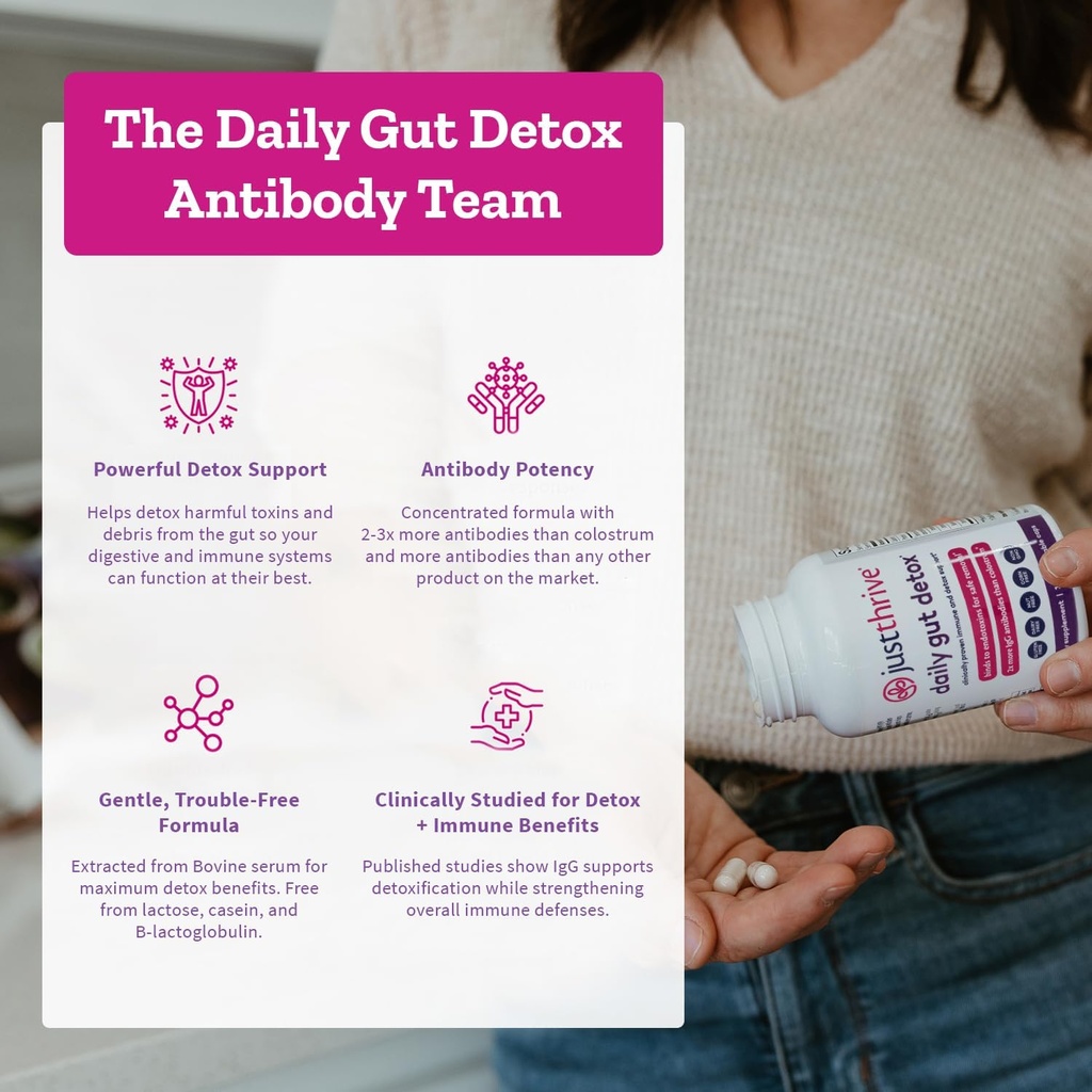 Just Thrive - Ultimate IgG - Complete Immune Support Supplement - Detox Formula, 120 Vegetable Capsules 5