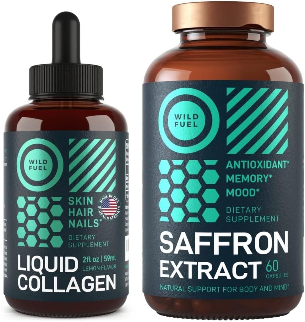 WILD FUEL Saffron Extract and Liquid Collagen with Biotin Bundle 2