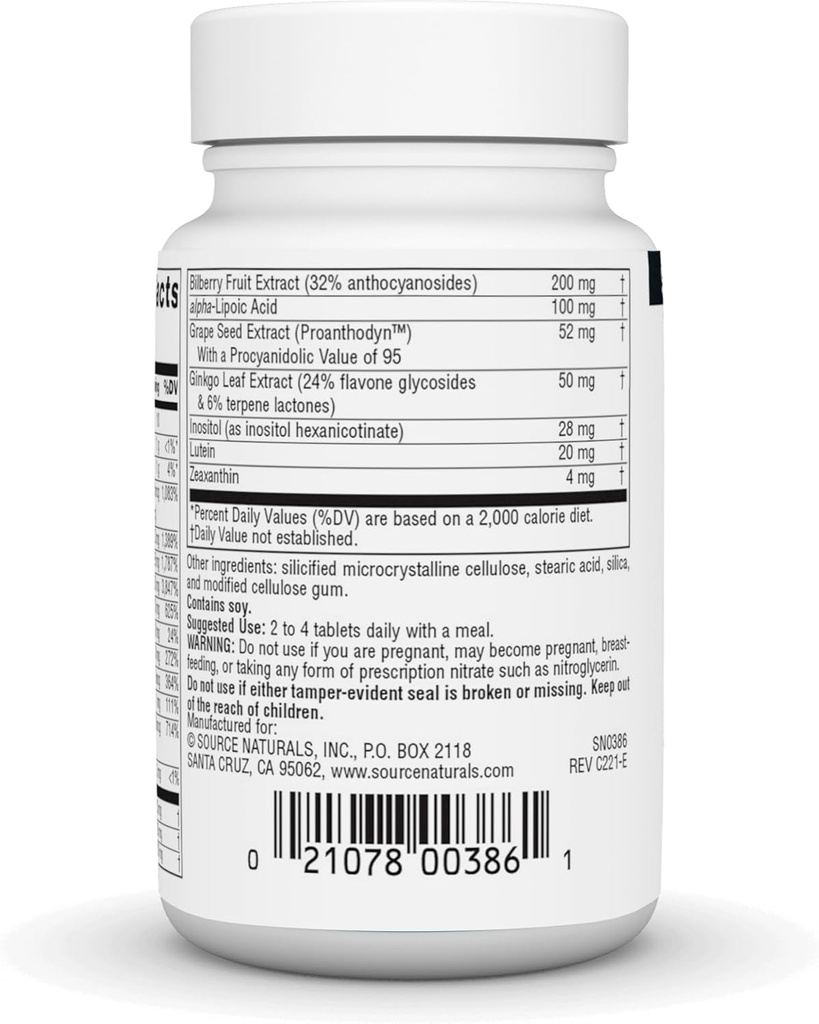 Source Naturals Visual Eyes Dietary Supplement - Multi-Nutrient Complex with Bilberry Extract, Lipoic Acid and Lutein - 30 Tablets 4