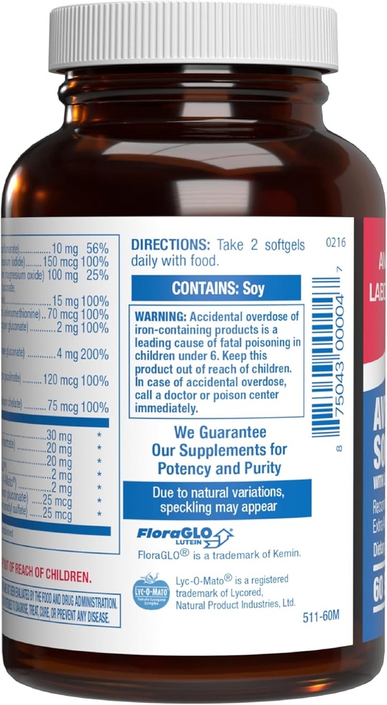 30-in-1 Adult Multivitamin with Iron - Antioxidant Rich Over 50 Multivitamin for Women and Men with Vitamins A C D E B Complex Zinc Magnesium Myo Inositol Lutein Lycopene & More - 1 Month Supply 4