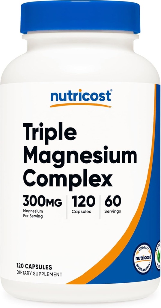Nutricost Triple Magnesium Complex (300mg, 120 Capsules) - from Di-Magnesium Malate, Bisglycinate and Citrate, 60 Servings 2