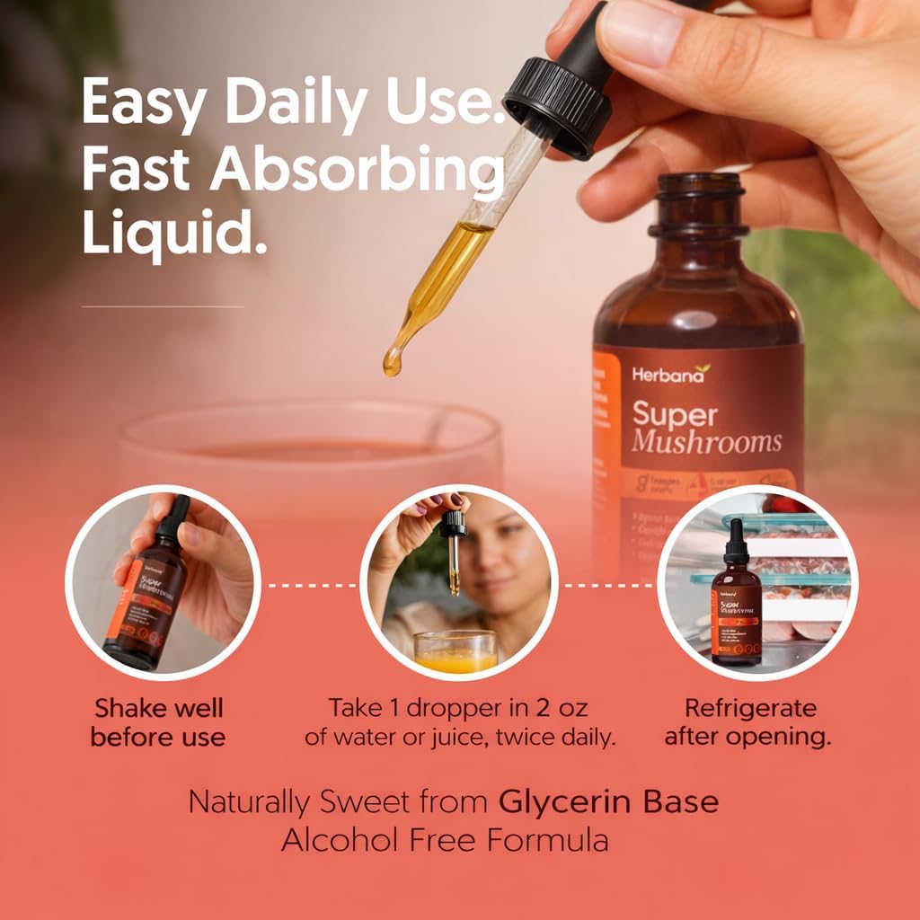 Super Mushrooms 8-in1 - 4 fl oz Liquid Extract - Brain Booster & Immune Support Drops - Reishi, Lion`s Mane, Cordyceps, Chaga, Mitake, Turkey Tails, Shiitake, Agaricus - High Potency - 90-Day Supply 5