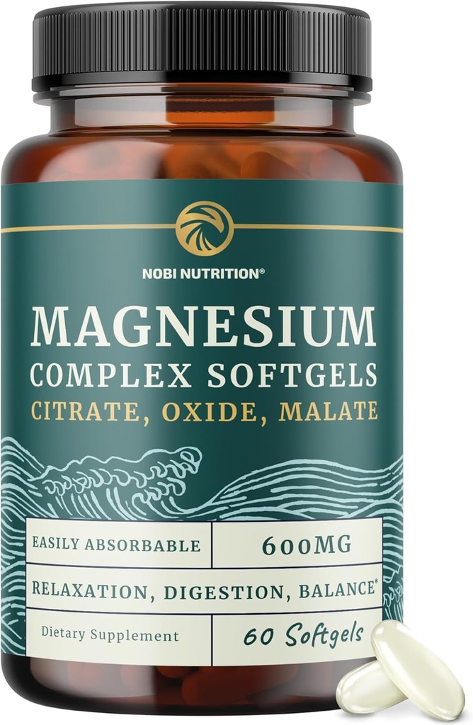 Triple Magnesium Softgels | Citrate, Malate, & Oxide | Highly Absorbable Magnesium Supplement for Digestion, Calm, Leg Cramps, & Sleep Support | 300mg Complex | Easy to Swallow Soft Gels | 60 Count 2