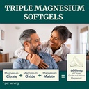 Triple Magnesium Softgels | Citrate, Malate, & Oxide | Highly Absorbable Magnesium Supplement for Digestion, Calm, Leg Cramps, & Sleep Support | 300mg Complex | Easy to Swallow Soft Gels | 60 Count 3