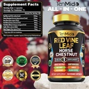 Red Vine Leaf Extract Supplement - 7in1 Formula - Combine with Horse Chestnut, Beet Root, Acai Berry, Hawthorn Berry, Garlic, and Black Pepper - 150 Capsules for 75 Days Supply 3