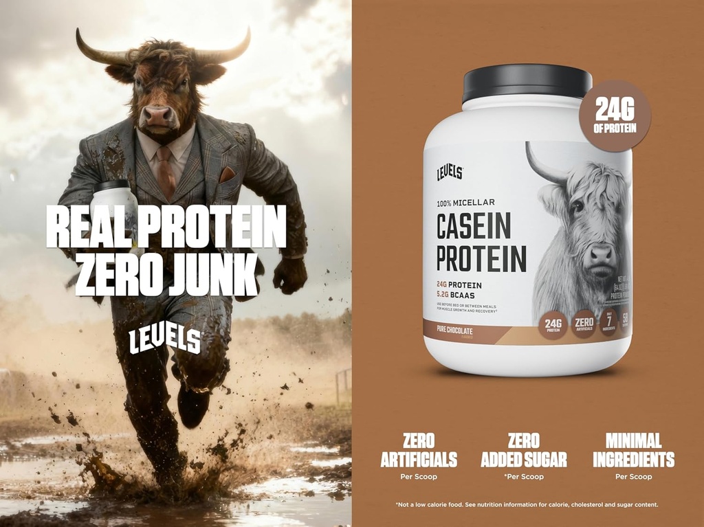 Levels 100% Micellar Casein Protein, Hormone Free, Chocolate, 4LB 3