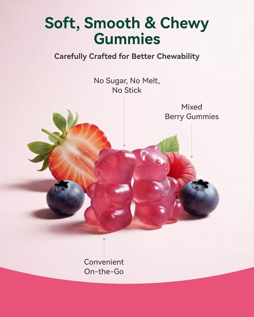 Magnesium Glycinate Gummies 600mg, Non-GMO, Gluten-Free, Magnesium Gummies for Adults & Kids, Sleep, Relaxation & Focus, Mixed Berry Flavor, 60 Count 4