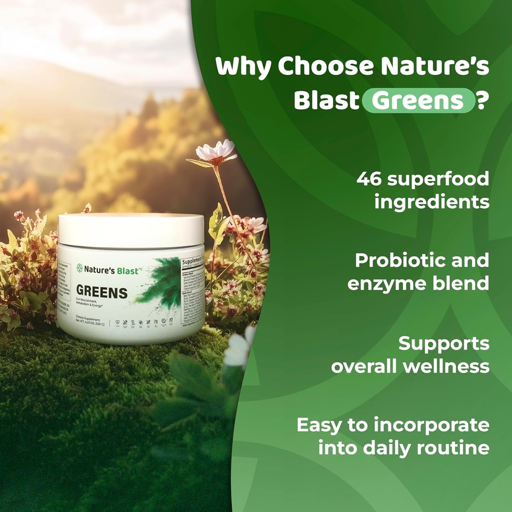 Greens Superfood Powder - 46 Superfoods, Probiotics & Enzymes for Gut Health, Metabolism & Energy - Vegan Green Powder Blend, 1 Bottle - 30 Servings 4