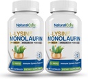 Natural Cure Labs L-Lysine + Monolaurin 600mg 1:1 Ratio, 2 Pack, 200 Capsules 2