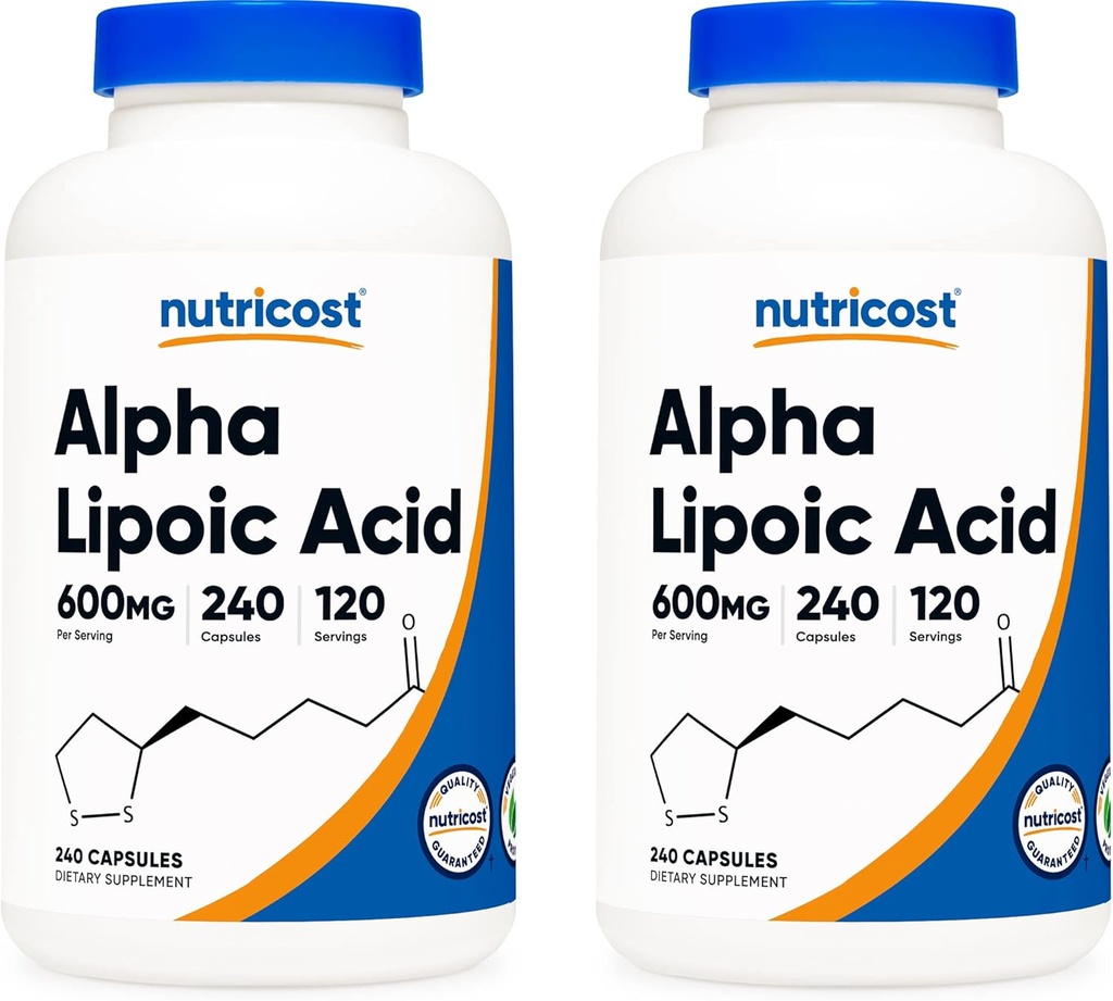 Nutricost Alpha Lipoic Acid 600mg, 240 Vegetarian Capsules - Gluten Free, Soy Free & Non-GMO, 120 Servings (2 Bottles) 2