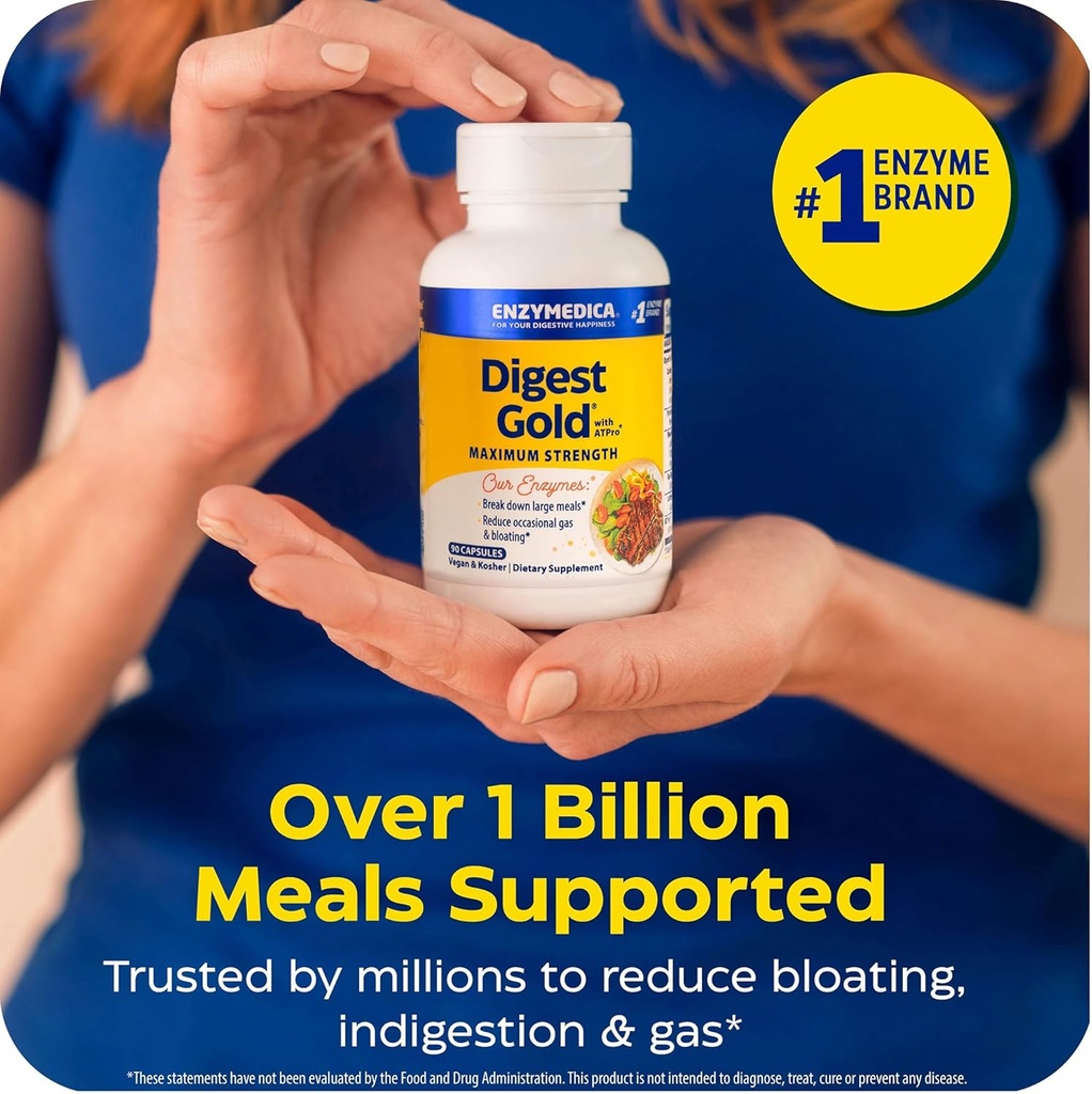 Enzymedica Digest Gold + ATPro, Maximum Strength, Fast-Acting, Helps Digest Large Meals, Prevents Bloating and Gas, 180 Count (FFP) 6