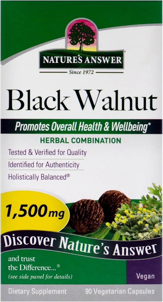 Nature's Answer Black Walnut Complex Vegetarian Capsules Powder, 90-Count Black Walnut | Vegan | Non-GMO Black Walnut Wormwood | Natural Cleanser | Detoxifier Support 3