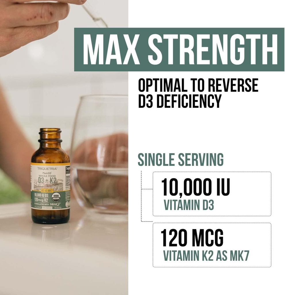 Organic Plant D3 + K2 - 10,000 iu - All-Trans MK7 from MenaQ7 (120 mcg K2)100% Organic & Plant-Based Sublingual D3 Drops (Cholecalciferol), 100% Vegan - Supports Immunity, Bone, Mood & Brain (2 Pack) 4